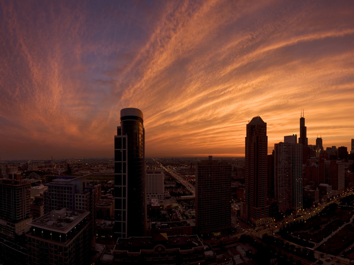 Сумерки в городе обои