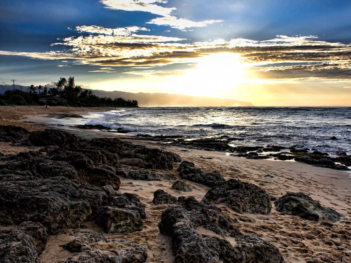 Закат на море обои