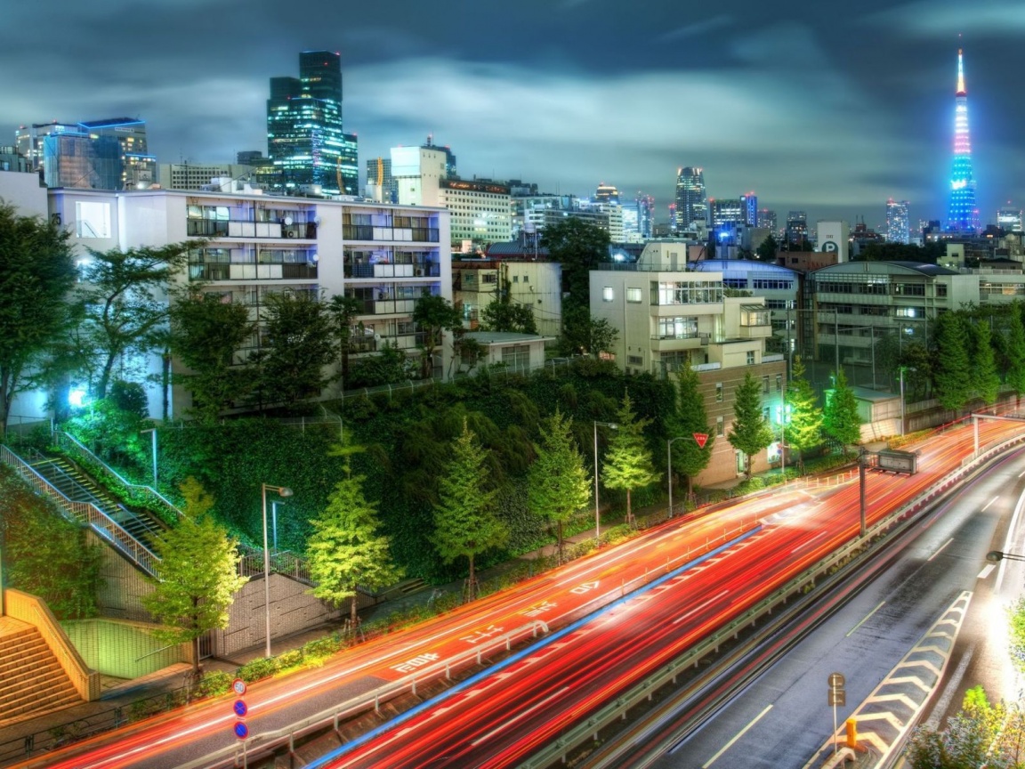 Светящийся город обои