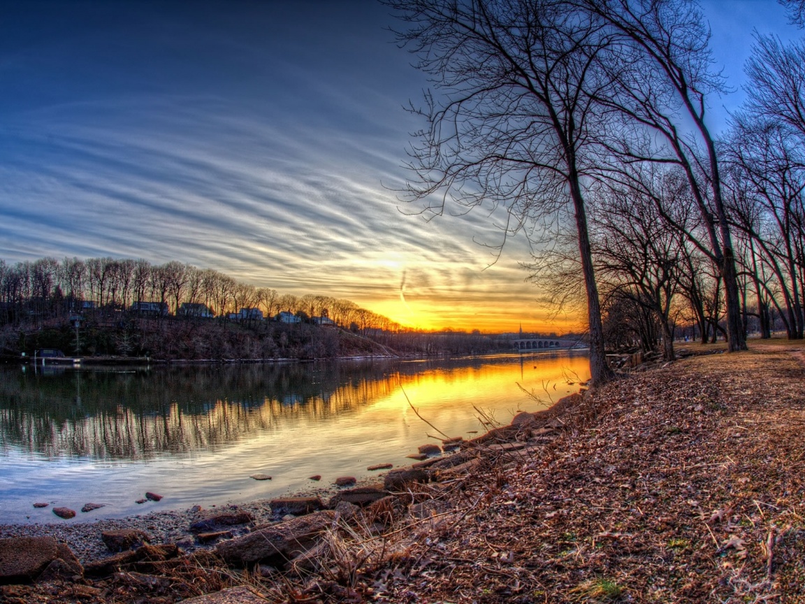 Осенний закат обои