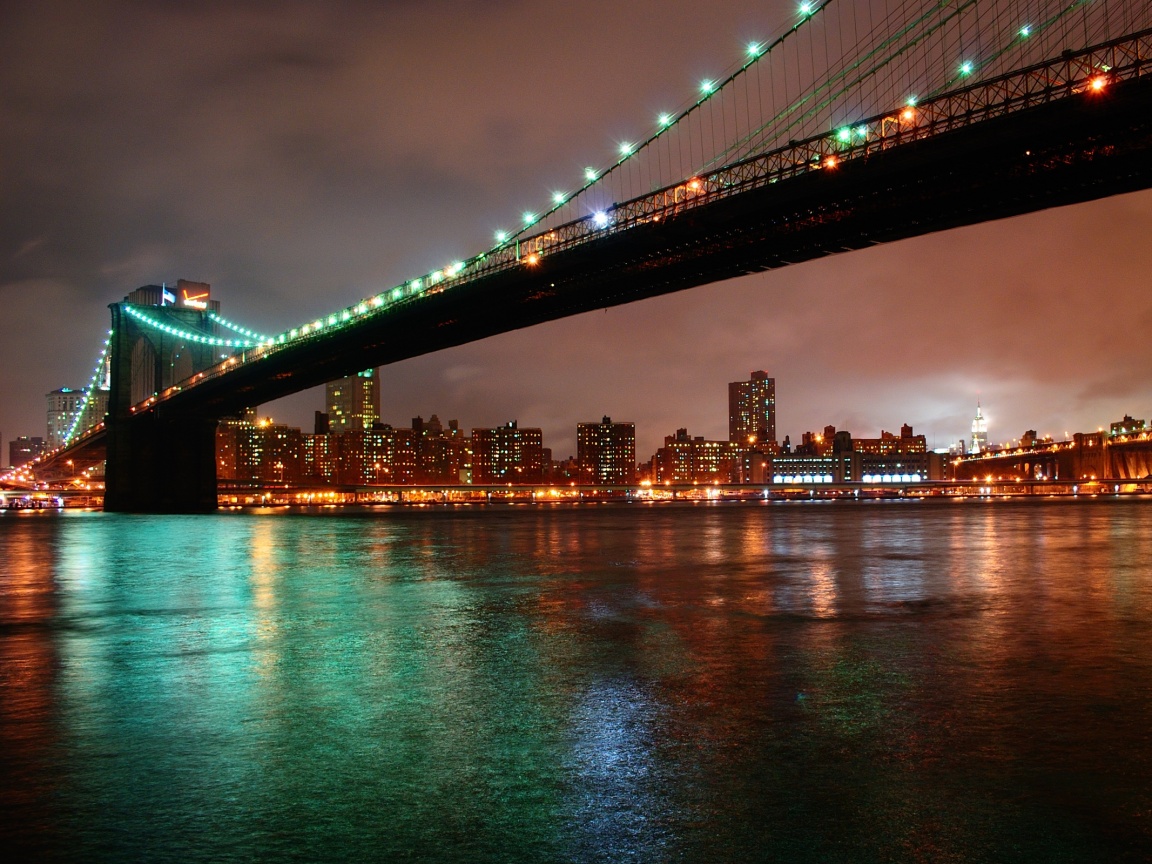 Мост в огнях обои