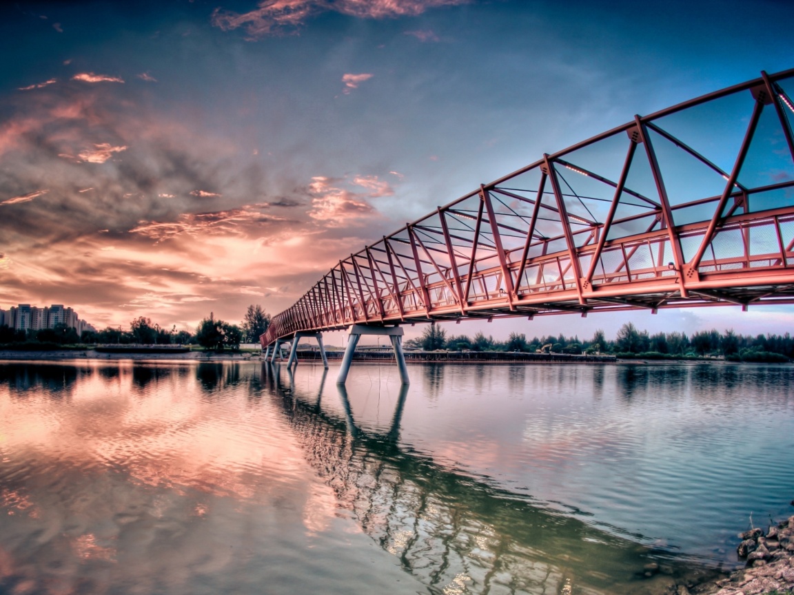 Мост через реку обои