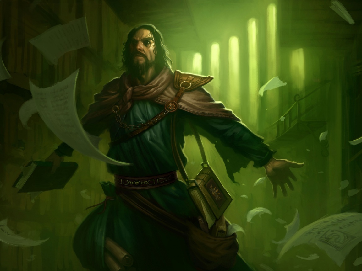 Маг в библиотеке обои