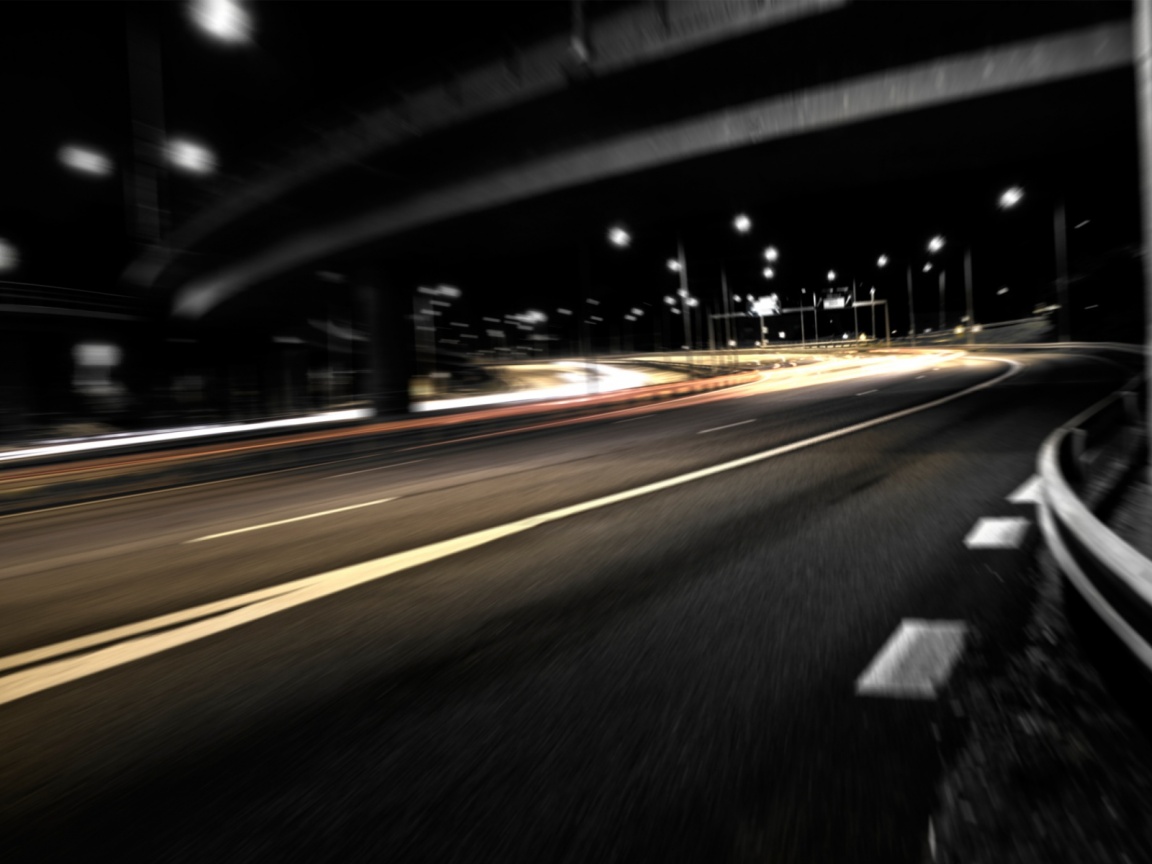 Дорога в ночном городе обои