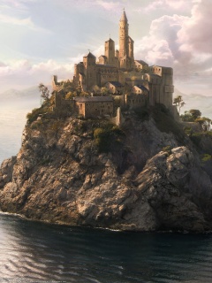 Замок на скале обои