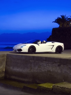 Белый кабриолет ламбо обои