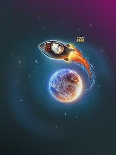 Белка и Стрелка летят в космос обои