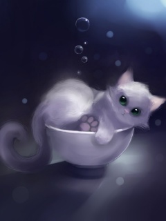 Котёнок в миске обои