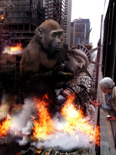 Обезьяна терроизирует Нью-Йорк обои