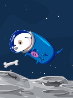 Собачка на луне обои