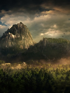 Горы посреди джунглей обои