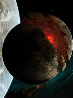 Спутник раскалывается пополам обои