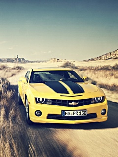 Камаро на пустынной дороге обои