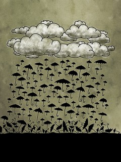 Дождь из зонтиков обои