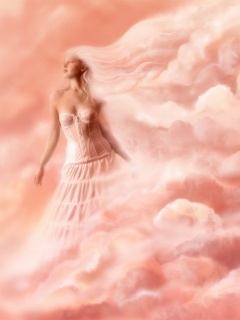 Девушка на облаках обои