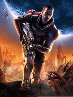 Капитан Шепард на руинах обои