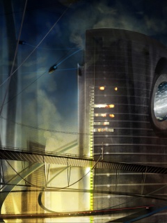 Выброс в городе будущего обои