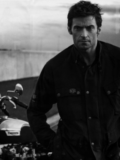 Хью Джекман с мотоциклом обои