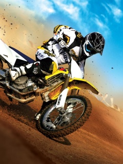 Мотоциклист на кроссовом байке обои