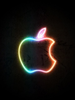 Неоновое лого Эпл обои