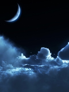 Облака и луна в ночном небе обои