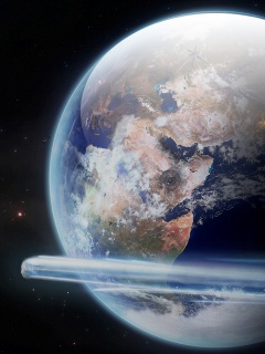 Метеорит пролетает мимо Земли обои