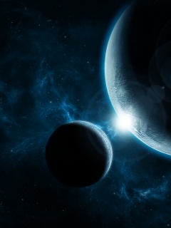 Планета и спутник обои