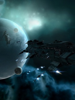 Космический флот атакует планету обои