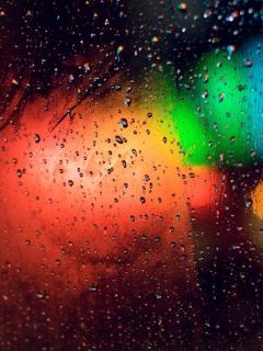 Огни за мокрым стеклом обои