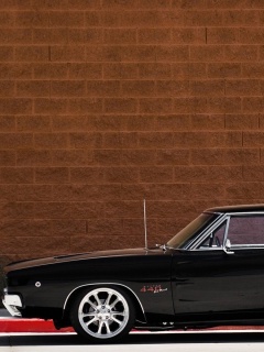 Черный Додж у стены обои