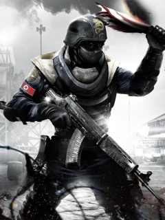 Китайский солдат жжет американский флаг обои