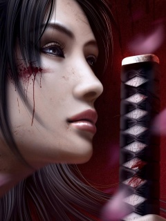 Японка с катаной обои