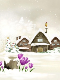 Деревня в новый год обои