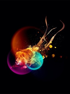 Лев в абстарктой фигне обои