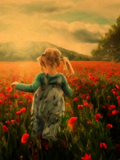 Девочка на маковом поле обои