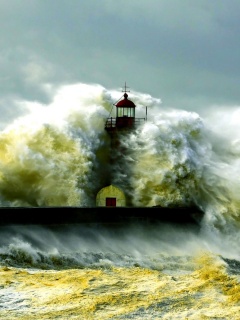 Маяк в шторм обои