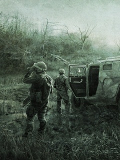 Солдаты из сталкера на болоте обои