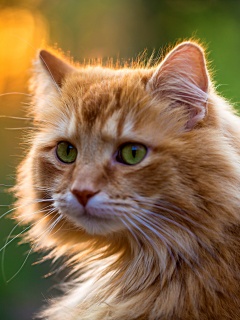 Рыжий кот в лучах солнца обои