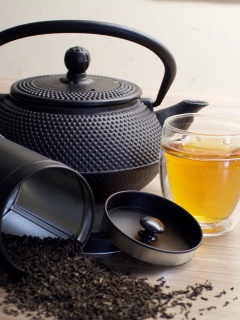 Черный чайный набор обои