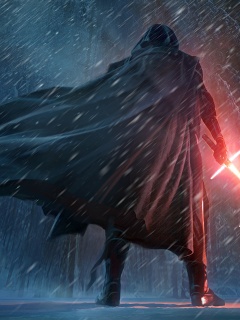 Кайло Рен в зимнем лесу обои