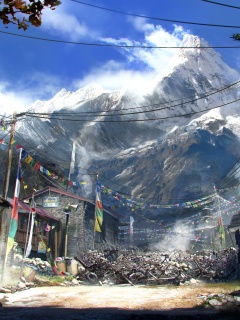 Загороженная улица в горах обои