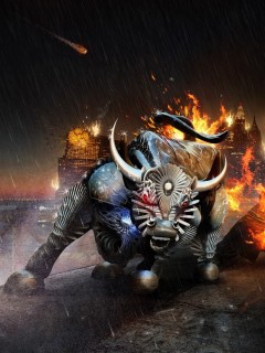 Воин и бык на крыше обои