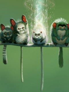 Существа на ветке обои