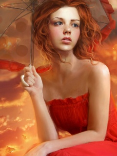 Девушка с зонтиком обои