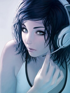 Сексуальная девушка в наушниках с микрофоном обои