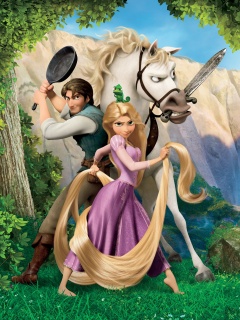Рапунцель, Флин, Максимус и Паскаль обои