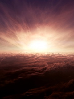 Закат над облаками обои