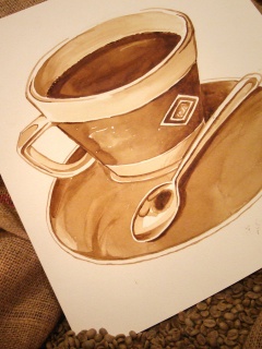 Нарисованная чашка кофе обои