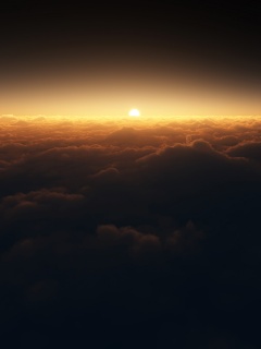 Закат над облаками обои