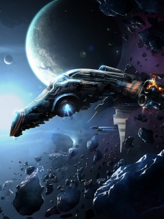 Полет в астероидах обои